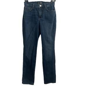 Lee Jeans Womens Size 14 Straight Leg Relaxed Fit Hi Rise Dark Wash Stretch